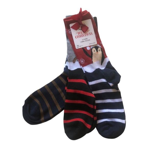 Ladies NWT Christmas Holidays Crew Socks Pack of 3 Pairs Socks 9-11 - Picture 1 of 6